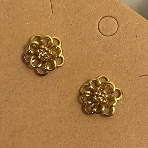 Vintage Gold Plated Monet Floral Post Earrings